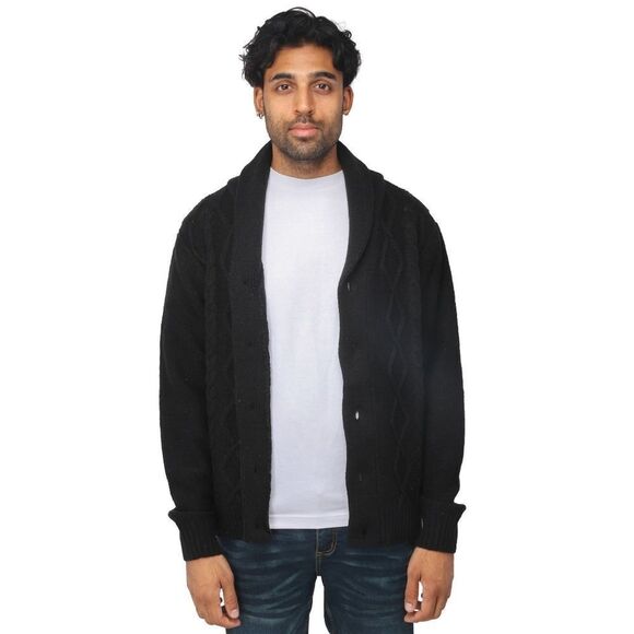 X-ray Jeans Men's Button Down Cardigan Sweater Size 2XL in Black NWT and in pack - Picture 2 of 8
